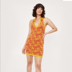 Nasty Gal knit v-neck floral dress
